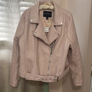 NEW! FOREVER 21 Moto Jacket 1XL Dusty Pink Faux Leather Very Cool NWT PERFECT